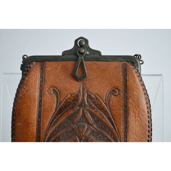 Vintage Tooled Leather Edwardian Purse - Picture 3 of 8